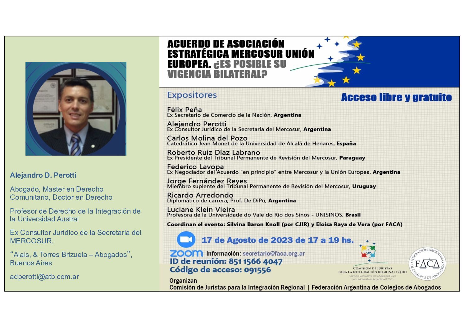 Webinar sobre el Acuerdo de Asociación Estratégica Mercosur-Unión Europea